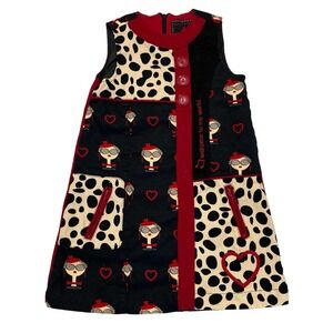 Rosalita Senoritas Girls Red Black Animal Print Sleeveless Wool Dress 8